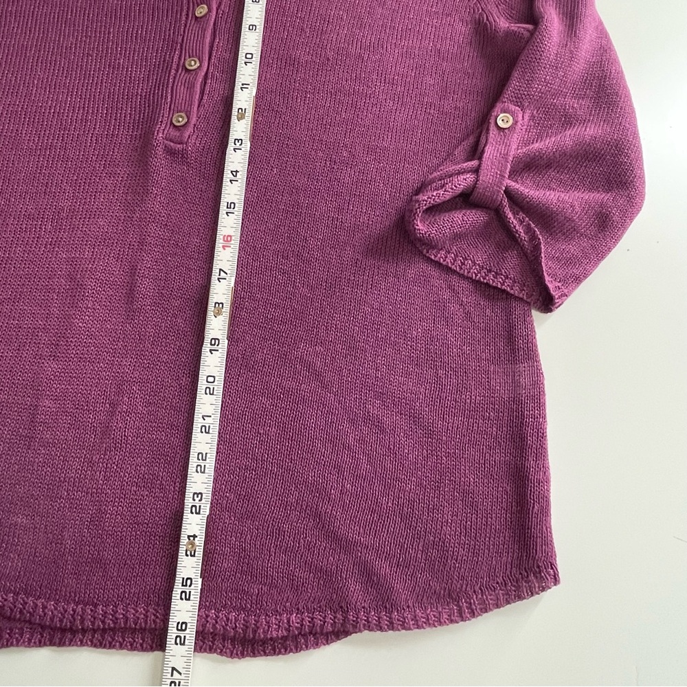 J. Jill Lightweight Sweater Roll Tab 3/4 Sleeves in Plumb Size Large - Picture 7 of 12